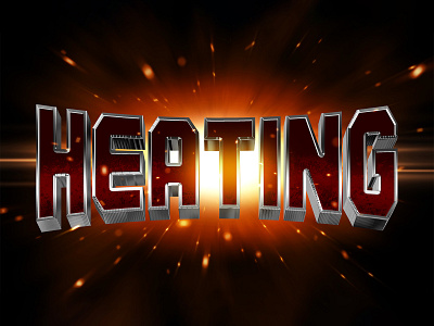HEATING | Text Effect - Photoshop Template 3d 3d text chrome design download file heat logo metal mockup photoshop psd red template
