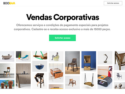 Vendas Corporativas Boobam - Landing Page clean corporate ecommerce furniture landing page marketplace