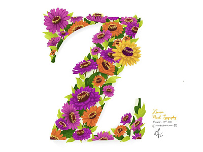 ZINNIA 🌸 FLORAL TYPOGRAPHY art creative design graphicdesign illustration illustrator lettering logo typography vector