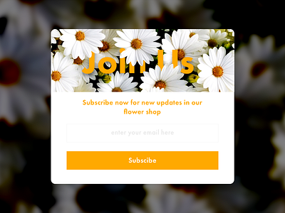 Pop-Up / Overlay - Daily UI #016 flowers join us overlay pop up shop subscribe updates