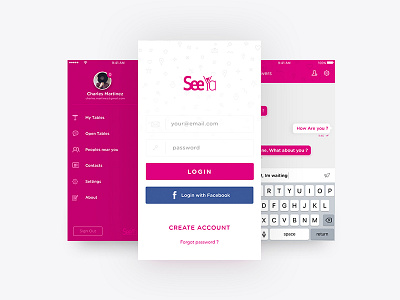 SeeYa - Chat with New Peoples app chat clean flat meet message minimal simple social ui ux