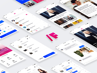 /F Fashion App UI Kit app blog categories clean fashion kit minimal pink reader sketch template ui