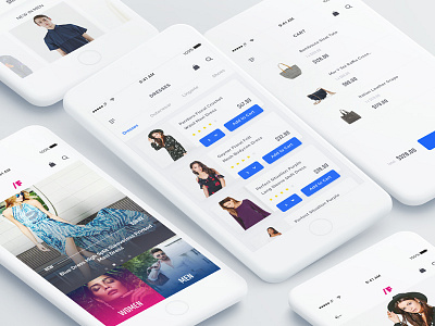 /F Fashion App UI Kit app blog categories clean fashion kit minimal pink reader sketch template ui