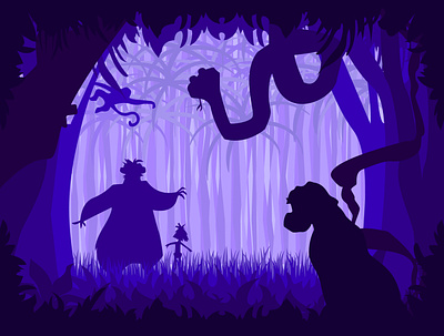 The Jungle Book bagheera baloo graphic design illustration jungle mowgli silhouette thejunglebook vector