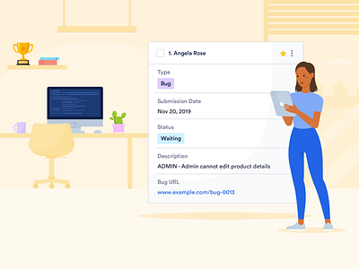 Bug Tracking A Go to Guide Featured Image bug business character code developer flat illustration form home home office illustration jotform online remote report sheet table team ui vector