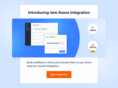 Jotform + Asana integration asana business design form illustration integration jotform logo newsletter online ui vector