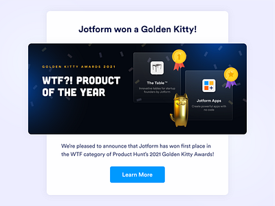 Jotform won a Golden Kitty! branding business design flat illustration illustration jotform logo online product hunt ui vector