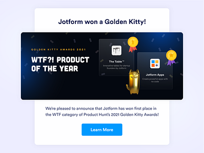 Jotform won a Golden Kitty!