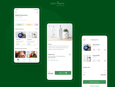 Lily's Organic (A skin care app UI) inspiration mobile app ui ui design ux