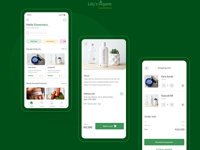 Lily's Organic (A skin care app UI)