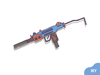 UZI With Silincer design designer flat design gun illustration uzi weapon
