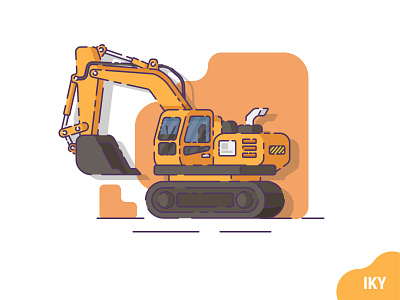Excavator construction design designer excavator flat design illustration vector