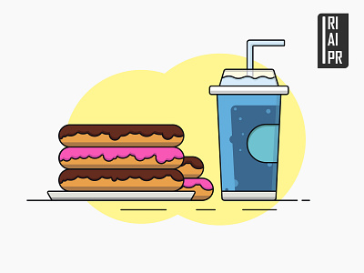 Donut & Drink design donut drink flat design ilustration