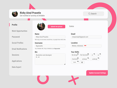 Profile Settings design dribbble profile settings ui ux