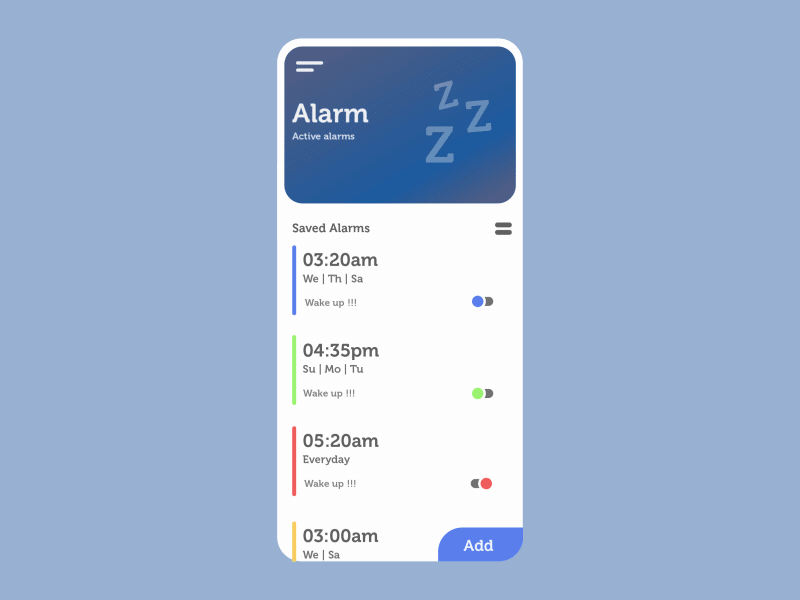 Alarm animation alarm alarm app animation app design designer mobile mobile ui ui ui animation