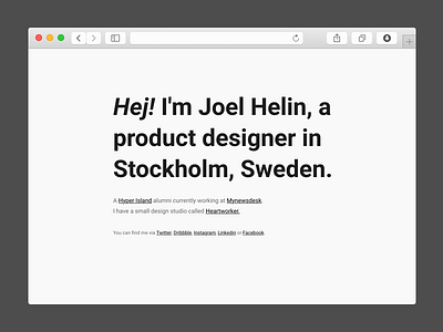 Joelhelin.me css html personal responsive website