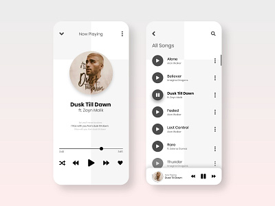 Music App UI android app clean concept design ios listen lyrics minimal music player song track ui ux