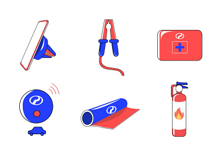 Car Related Icon Illustration car design emergency kit icon illustration phone holder vector