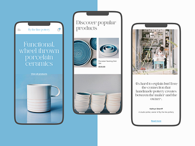 By the line pottery | Handmade ceramics shop | Mobile ecommerce figma mobile online shop online store ui user interface design web design