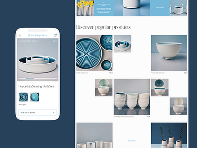 By the line pottery | Handmade ceramics shop desktop ecommerce figma mobile online shop online store ui user interface design web design website