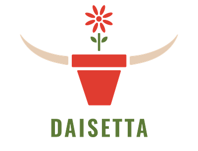 Daisetta branding flat flower icon logo longhorn minimal texas