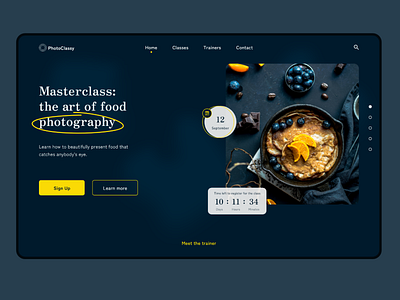 Food Photography Class Homepage button call to action cards color palette cta button design desktop hero image homepage navigation photography timer ui ui design ux design