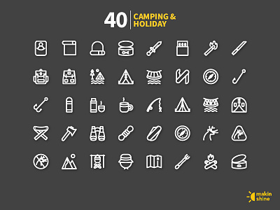 Camping & Holiday Icons pack animation app branding business and finance business app business branding camp camping design icon illustration typography ui vector