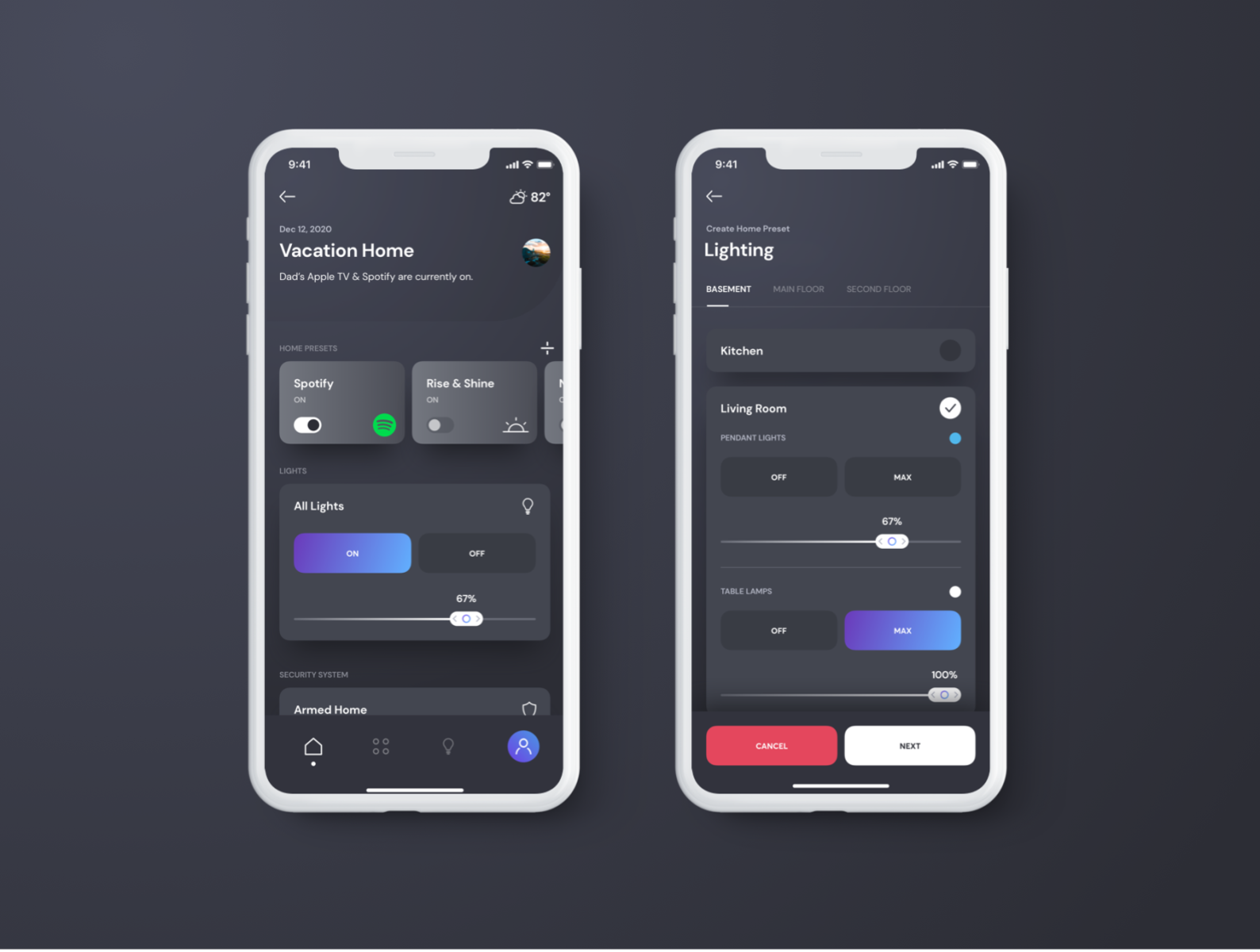 Smart Home UI Kit Demo - Free Sketch Download by Marc Caldwell for Grow