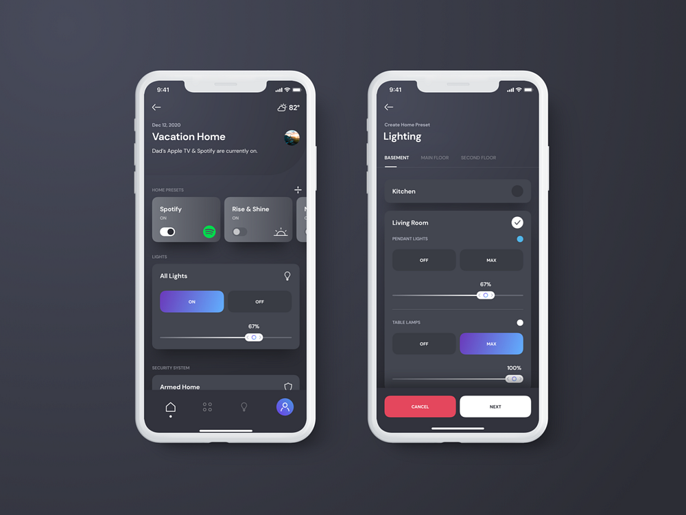 Smart Home UI Kit Demo - Free Sketch Download by Marc Caldwell on Dribbble