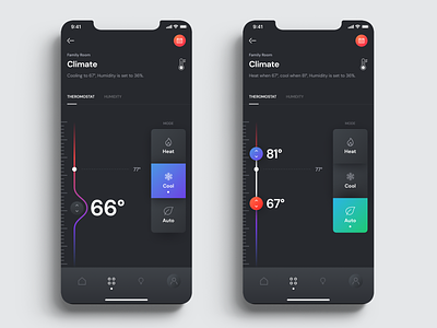 Smart Home UI Kit for iOS - Thermostat app clean crestron design gradient home automation icon interface mobile app sketch smart home thermostat ui user experience user interface ux