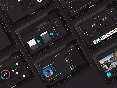 Axiom Crestron GUI for VTPro app creative crestron dark ui design home automation interface music player smart home theromstat ui user experience user interface ux