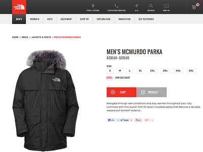 North Face Product Page button clothing css design ecommerce html product store ui ux web web design