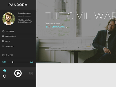 Pandora Concept WIP creative design music music player pandora player redesign ui ui design ux ux design web