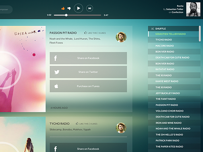 Pandora Music Feed creative design interface music music player pandora player ui ux web web design website