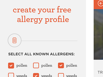 Allergy Tracker v2 button creative design ios iphone mobile profile ui user experience user interface ux weather