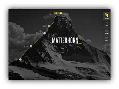 Matterhorn Travel Site art clean color design flat icon interface minimal photography ui ux web design