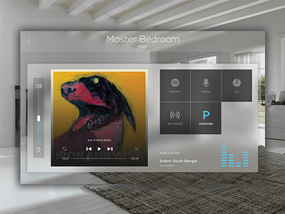 Crestron UI - Music Controls app clean design icon ipad music pandora spotify ui user experience user interface ux