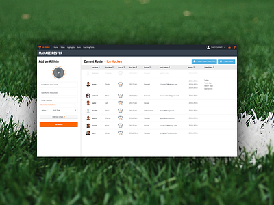 Hudl - Manage Roster platform design app clean design minimal sports ui user experience user interface ux website