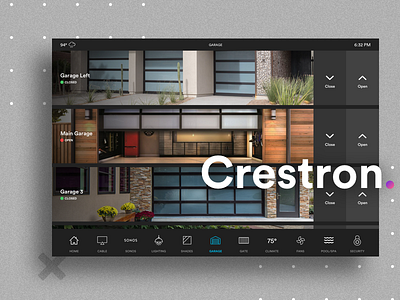 Crestron Home Automation System - Garage Control app branding design flat icon illustration lettering type typography ui ux web