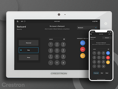 Crestron Home Automation System - Security app branding design flat home icon ios smart typography ui ux