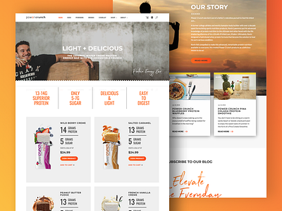 Power Crunch Site color design flat food interaction interface ui user experience user interface ux website