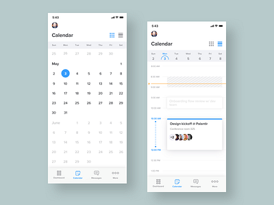Calendar Views app app design calendar color design flat icon ios iphone meeting mobile ui user interface ux
