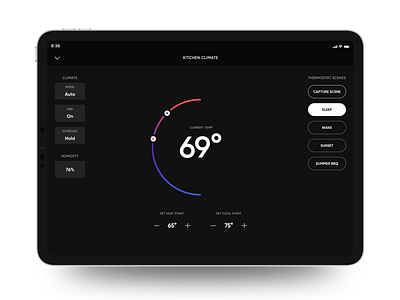 Crestron Thermostat UI app crestron design home automation ios ipad pro smart home thermostat ui user experience user interface ux