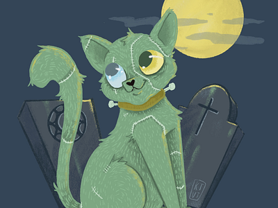 DEAD-icated Kitty design draw drawing drawtober illustration illustrator