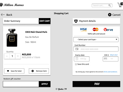 Credit Card Checkout cart checkout credit card design edit cart gift voucher mastercard pay payment detail payment website perfume vervecard visacard