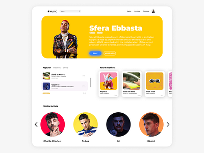 Apple Music Website Concept 1.0 app app design apple applemusic design dribbble flat minimal ui ux web webdesign