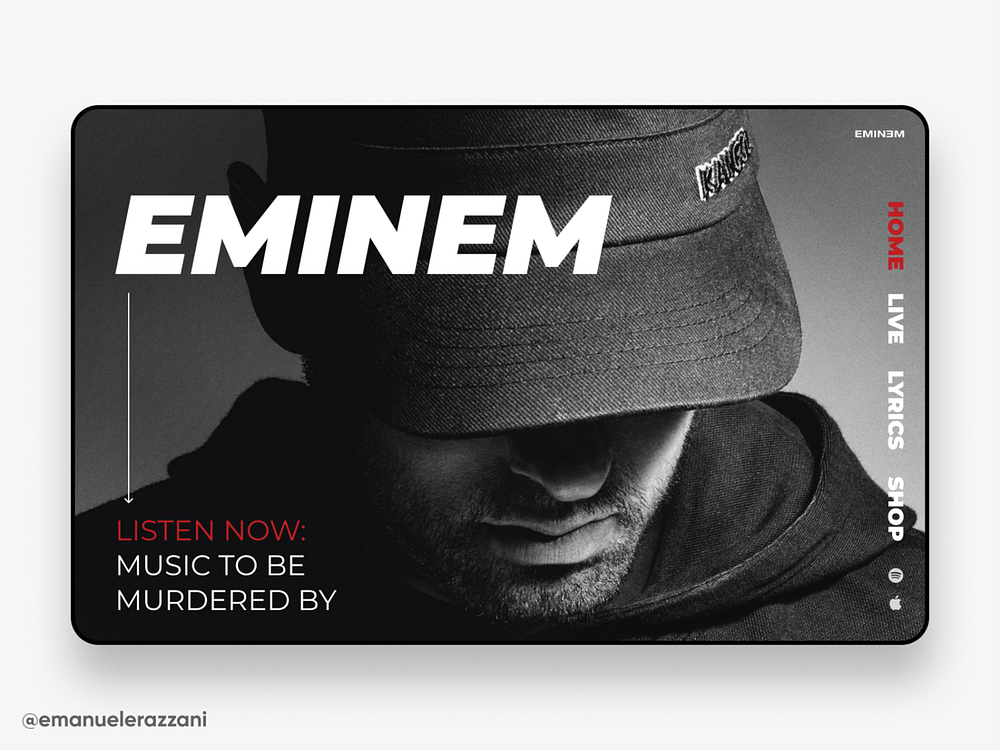 Eminem site concept by Emanuele Razzani on Dribbble