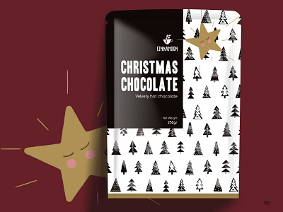 Christmas chocolate - package design beverage beverage packaging branding christmas christmas trees design illustration logo pattern pattern design star vector xmas