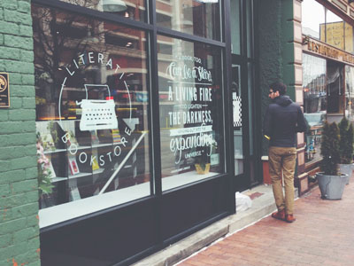 Literati Bookstore window paintings (Washington St.) hand lettering painting sign painting typography