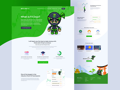 FX Dojo Homepage Design crypto cryptocurrency forex forex trading green website online dojo trading user experience design virtual currency website